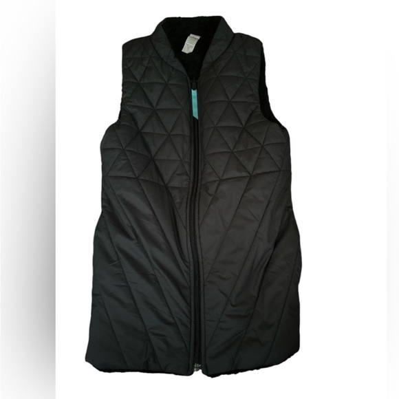 Ivivva by Lululemon girls reversible puffer vest black Sherpa size 10 - Picture 2 of 8